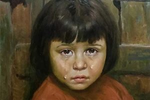 crying girl painting